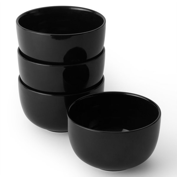 DOWAN 30 Ounces Ceramic Black Soup Bowls Set Of 4，cereal Bowl For